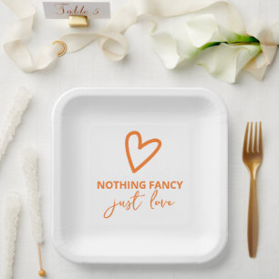 Nothing Fancy Just Love Retro 70s Wedding Paper Plate