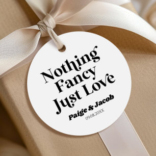 Nothing Fancy Just Love Retro Casual Wedding Favour Tags