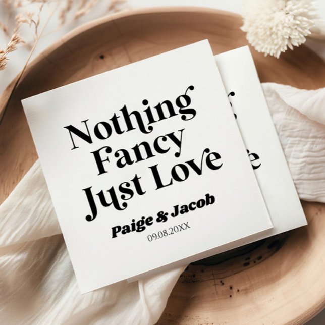 Nothing Fancy Just Love Retro Casual Wedding Napkin (Creator Uploaded)