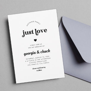 Nothing Fancy Just Love Retro Faded Photo Wedding Invitation