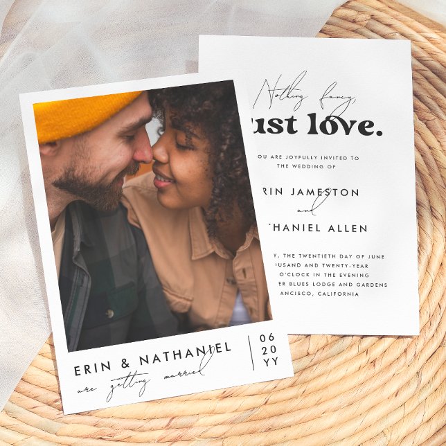 Nothing Fancy Just Love Retro Groovy Wedding Invitation (Creator Uploaded)