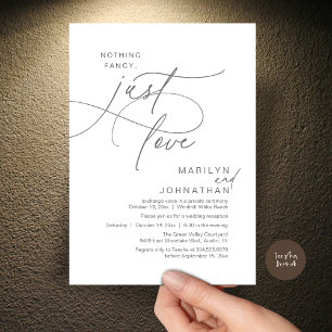 Nothing Fancy, Just Love, Romantic Wedding Dinner Invitation