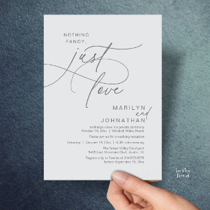 Nothing Fancy, Just Love, Romantic Wedding Dinner Invitation