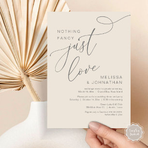 Nothing Fancy, Just Love, Romantic Wedding Dinner Invitation