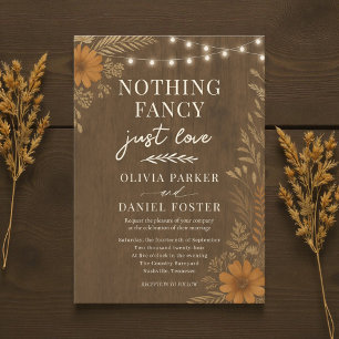 Nothing Fancy Just Love Rustic Boho Wedding Invitation