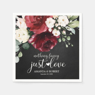 Nothing Fancy Just Love Rustic Chalk Burgundy Napkin