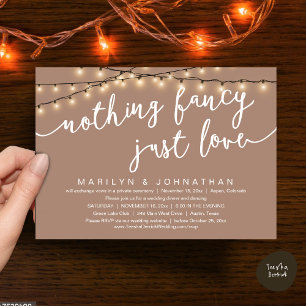 Nothing Fancy, Just Love, Rustic Wedding Dinner Invitation
