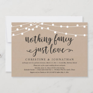 Nothing Fancy Just Love, Rustic Wedding Elopement  Invitation