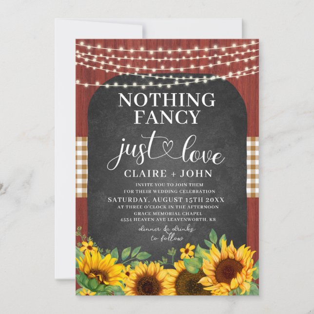 Nothing Fancy Just Love Rustic Wedding Invitation (Front)