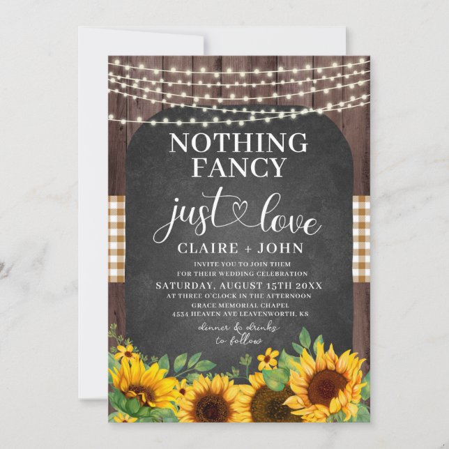 Nothing Fancy Just Love Rustic Wedding Invitation (Front)