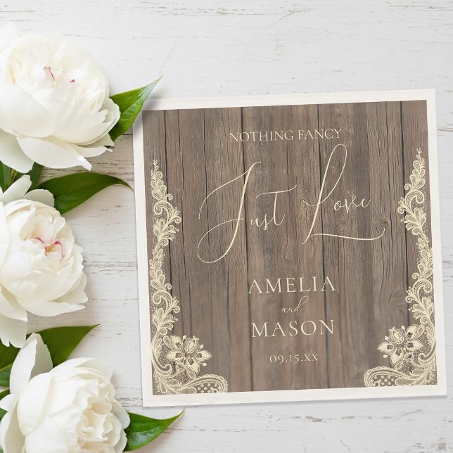 Nothing Fancy Just Love Rustic Wedding Napkin (Nothing Fancy Just Love Rustic Wedding Napkins)
