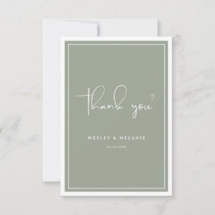 Nothing Fancy Just Love Sage Green Elegant Wedding Thank You Card