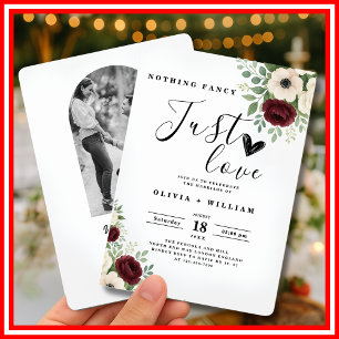 Nothing Fancy Just Love Sage Green PHOTO Wedding Invitation