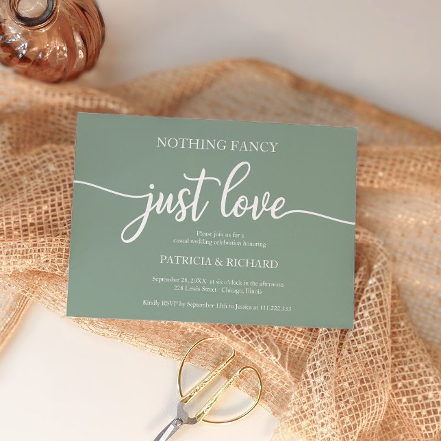 Nothing Fancy Just Love Sage Green Wedding Invite (Creator Uploaded)
