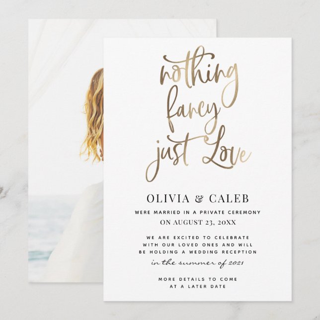 Nothing Fancy Just Love Save the Reception Date Invitation (Front/Back)