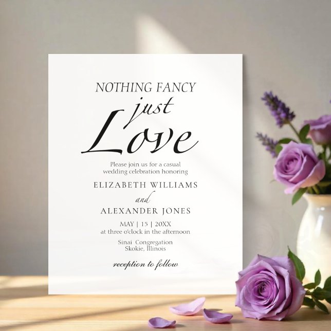 Nothing Fancy Just Love Script Wedding Invitation (Creator Uploaded)