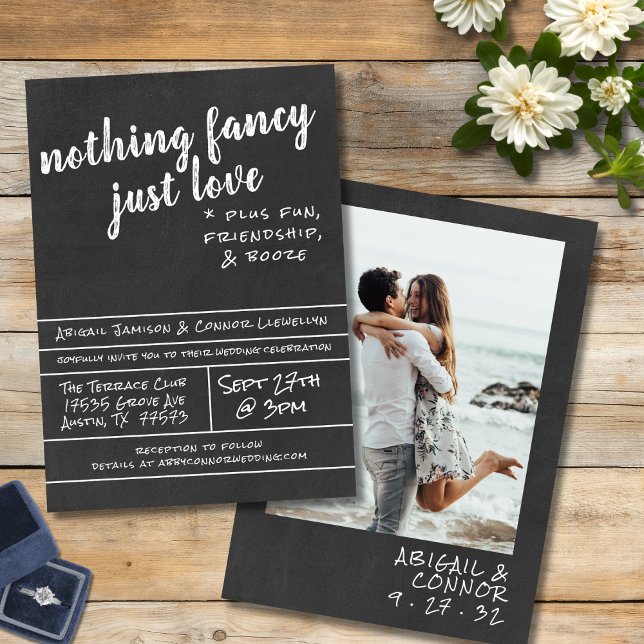 Nothing Fancy Just Love Simple Casual Chalkboard Invitation (Creator Uploaded)
