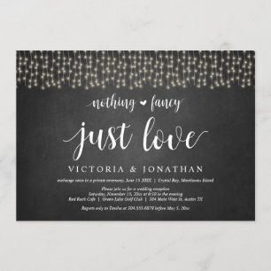 Nothing Fancy, Just love, String Light, Elopement Invitation