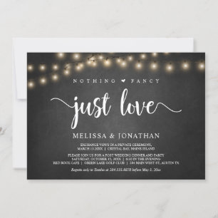 Nothing Fancy, Just Love, String Lights Elopement  Invitation