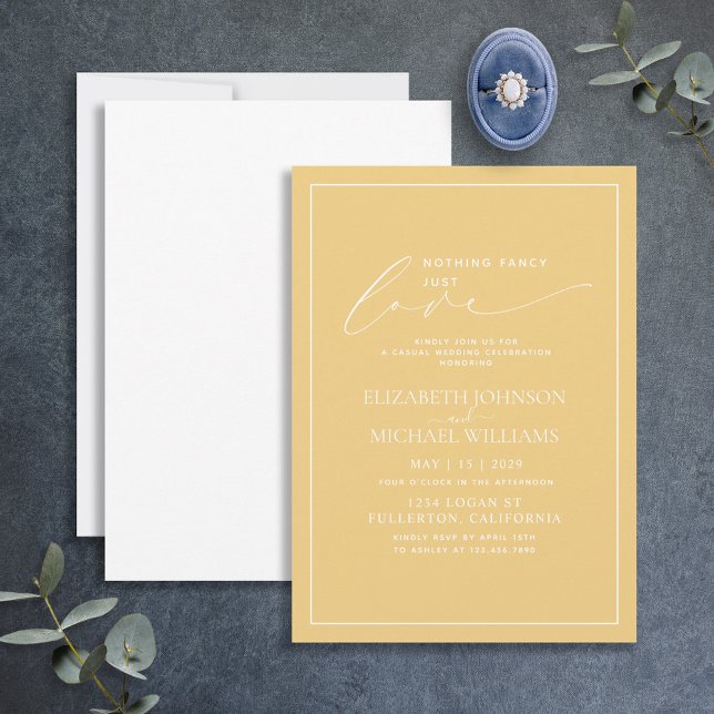 Nothing Fancy Just Love Sunflower Yellow Wedding Invitation (Creator Uploaded)