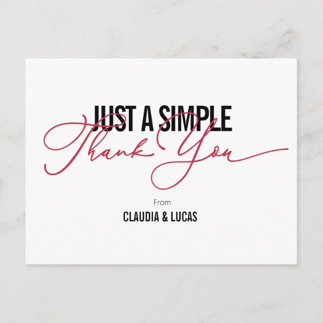 Nothing Fancy Just Love Thank You Postcard (Front)