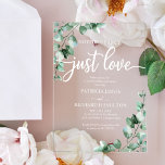 Nothing Fancy Just Love Wedding Acrylic Invitations<br><div class="desc">Get ready to be mesmerized by our breathtaking greenery wedding suite! Featuring a delicate illustration of eucalyptus leaves paired with bold, elegant calligraphy, it’s the perfect match for your enchanting garden-themed wedding. If you're missing any items or have a special request, don’t hesitate to reach out via chat—I’m here to...</div>