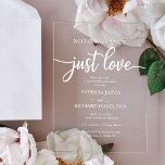 Nothing Fancy Just Love Wedding Acrylic Invitations<br><div class="desc">Our stunning wedding invitations are easy to personalize with your details, and your guests will love them. Customize them with your information to impress everyone. If you have any special requests, please feel free to chat with us. PLEASE NOTE: For assistance on orders, shipping, product information, etc., contact Zazzle Customer...</div>
