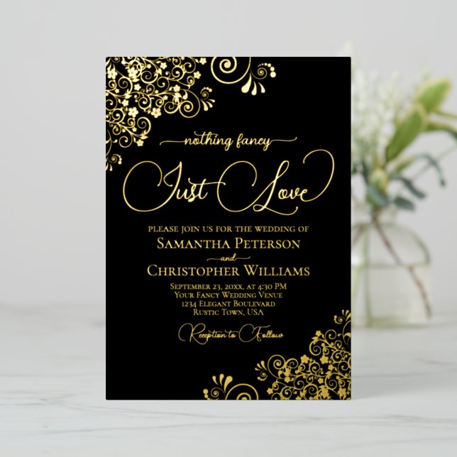 Nothing Fancy Just Love Wedding Classic Black Gold (Standing Front)