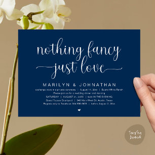 Nothing Fancy, Just Love, Wedding Dinner Dancing Invitation