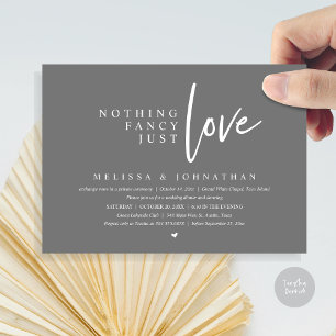 Nothing Fancy, Just Love Wedding Elopement Dinner Invitation