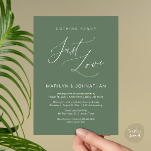Nothing Fancy, Just Love, Wedding Elopement Dinner Invitation