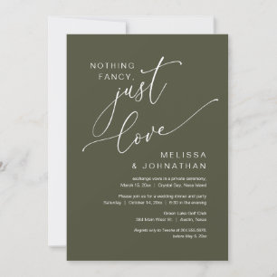 Nothing Fancy, Just Love, Wedding Elopement Invitation