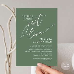 Nothing Fancy, Just Love, Wedding Elopement Invitation