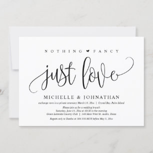 Nothing Fancy, Just Love, Wedding Elopement Invitation