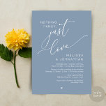 Nothing Fancy, Just Love, Wedding Elopement Party Invitation<br><div class="desc">Mark the beginning of your forever with elegance using our contemporary-themed wedding elopement celebration invitation card, "Nothing Fancy Just Love". Perfect for couples extending their joyous occasion, this invitation exudes sophistication with a hint of playfulness, setting the stage for a memorable event. Adorned with a timeless romantic script theme, it...</div>
