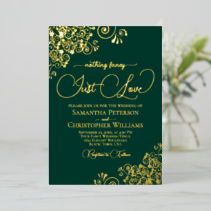Nothing Fancy Just Love Wedding Emerald Green Gold