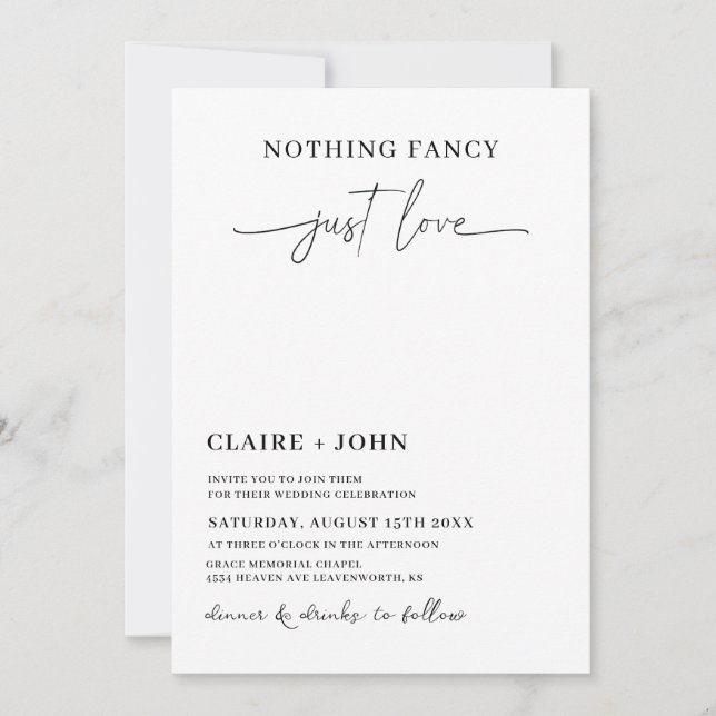 Nothing Fancy Just Love Wedding Invitation (Front)