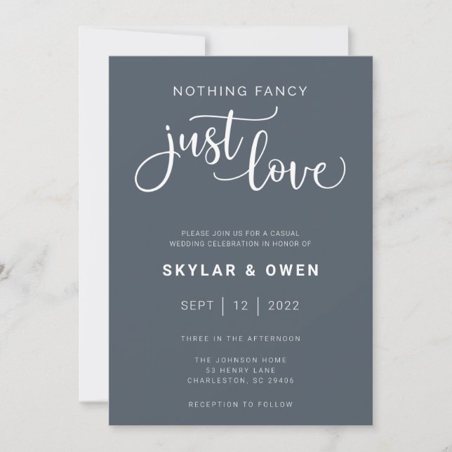 Nothing Fancy Just Love Wedding Invitation (Front)
