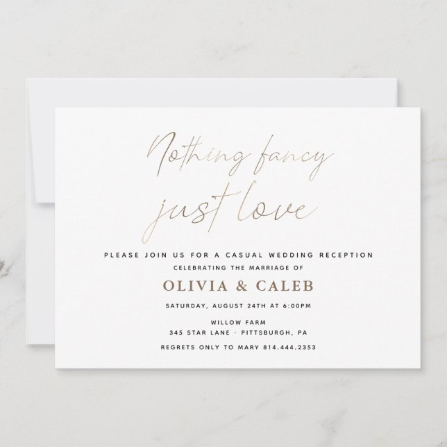 Nothing Fancy Just Love Wedding invitation (Front)