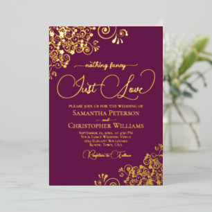 Nothing Fancy Just Love Wedding Magenta Plum Gold