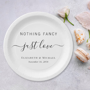 Nothing Fancy Just Love Wedding Paper Plate