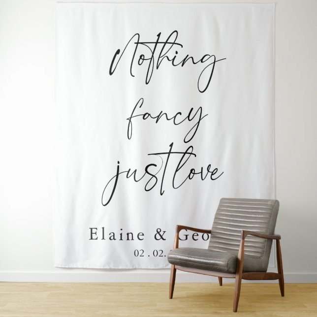 Nothing Fancy Just Love Wedding Photo Backdrop Tapestry (In Situ)