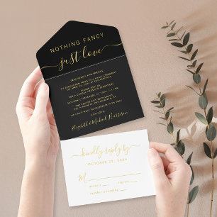 Nothing Fancy Just Love Wedding Reception Foil All In One Invitation