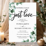 Nothing Fancy Just Love Wedding Reception Greenery Invitation<br><div class="desc">Get ready to be mesmerized by our breathtaking greenery wedding suite! Featuring a delicate illustration of eucalyptus leaves paired with bold, elegant calligraphy, it’s the perfect match for your enchanting garden-themed wedding. If you're missing any items or have a special request, don’t hesitate to reach out via chat—I’m here to...</div>