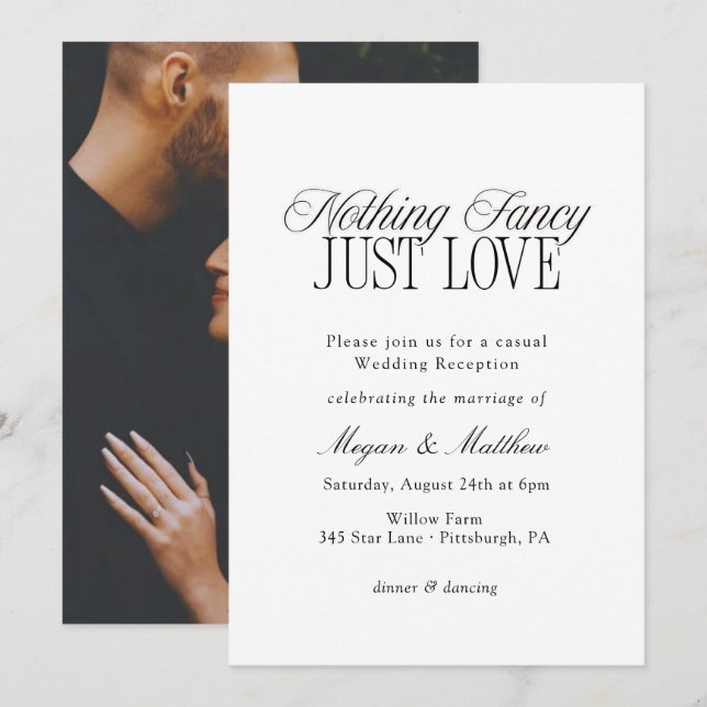 Nothing Fancy Just Love Wedding Reception Invitation (Front/Back)