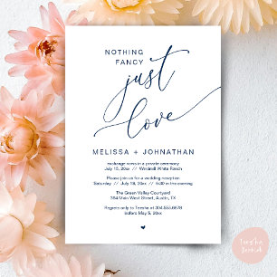 Nothing Fancy, Just Love, Wedding Reception Party Invitation