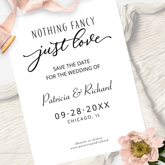 Nothing Fancy Just Love Wedding Save The Date Postcard (Creator Uploaded)