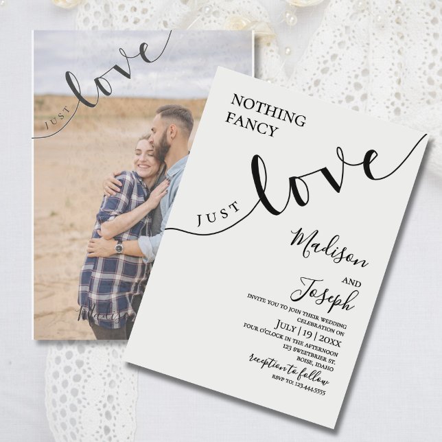 Nothing Fancy Just Love, Wedding, Script, Simple Invitation (Creator Uploaded)