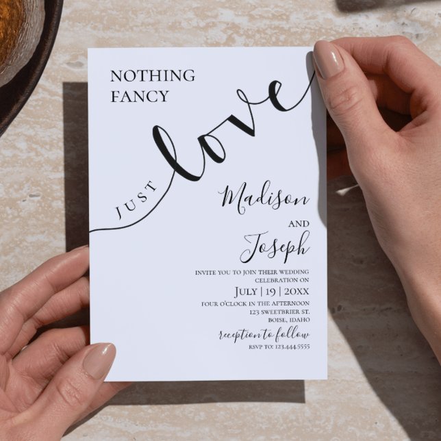 Nothing Fancy Just Love, Wedding, Script, Simple Invitation (Creator Uploaded)