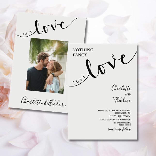 Nothing Fancy Just Love, Wedding, Script, Simple Invitation (Creator Uploaded)